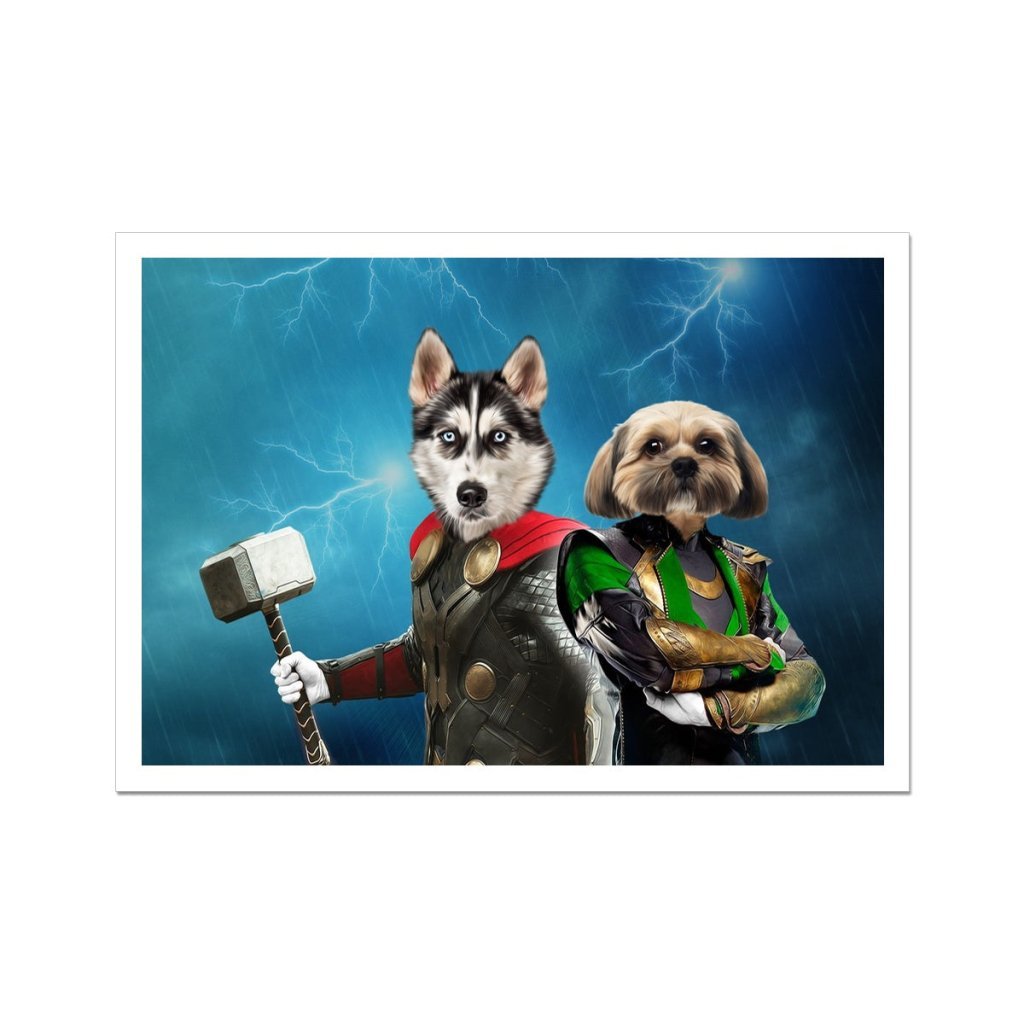 Thor & Loki: Custom Pet Portrait - Paw & Glory - Dog Portraits - Pet Portraits