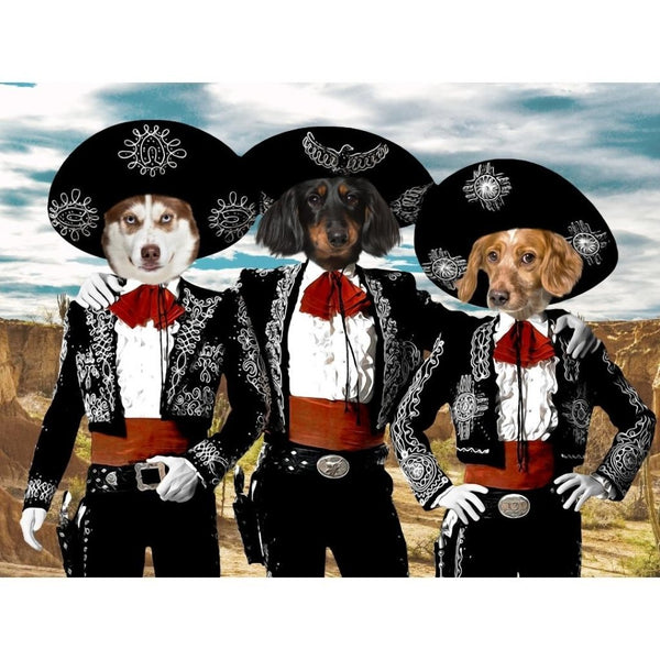Three Close Friends Custom Digital Download Pet Portrait | Pet Portrait From Photo | Paw & Glory