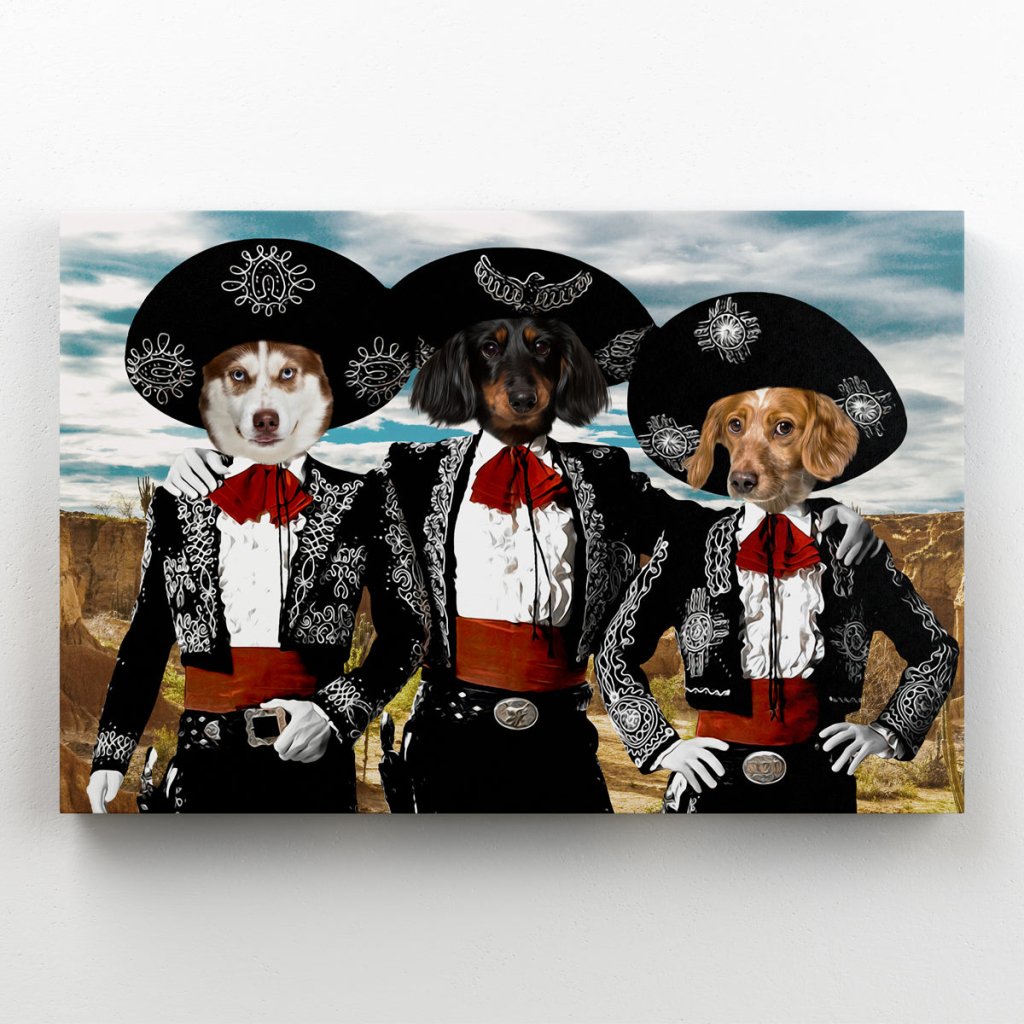 Pet Portraits | Three Amigos: Custom Pet Canvas | Paw & Glory