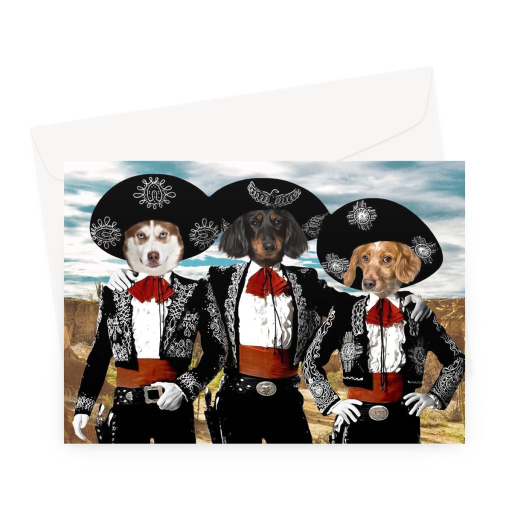 Pet Portraits | Three Amigos: Custom Pet Greeting Card | Paw & Glory