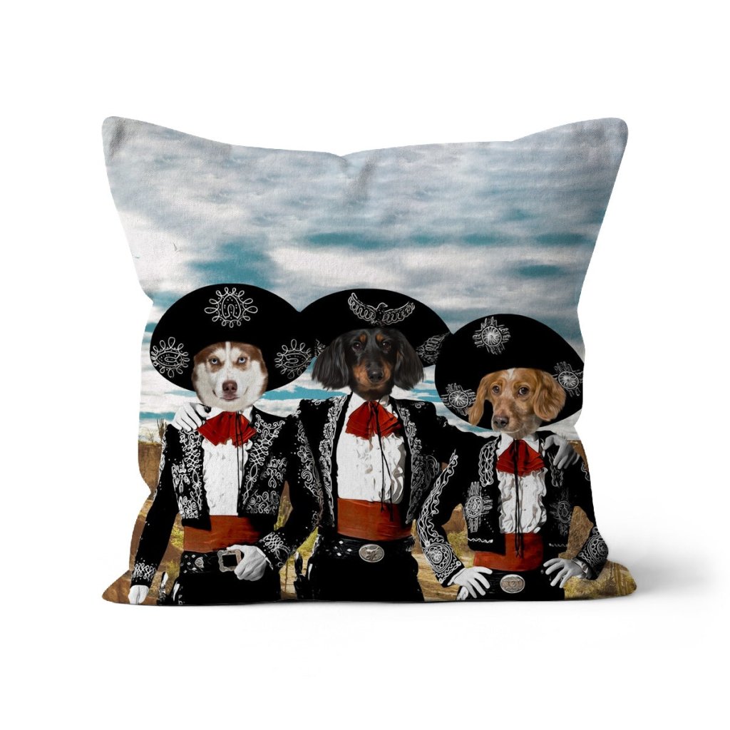 Three Amigos: Custom Pet Pillow - Paw & Glory - Dog Portraits - Pet Portraits