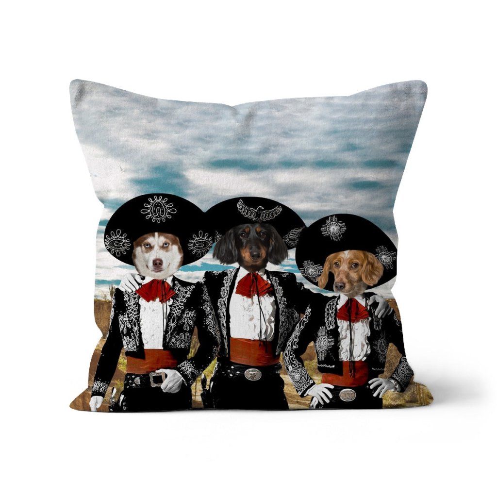 Three Amigos: Custom Pet Pillow - Paw & Glory - Dog Portraits - Pet Portraits