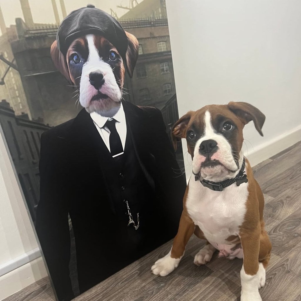 Pet Portraits | Tommy (Peaky Blinders Inspired): Custom Pet Canvas | Paw & Glory