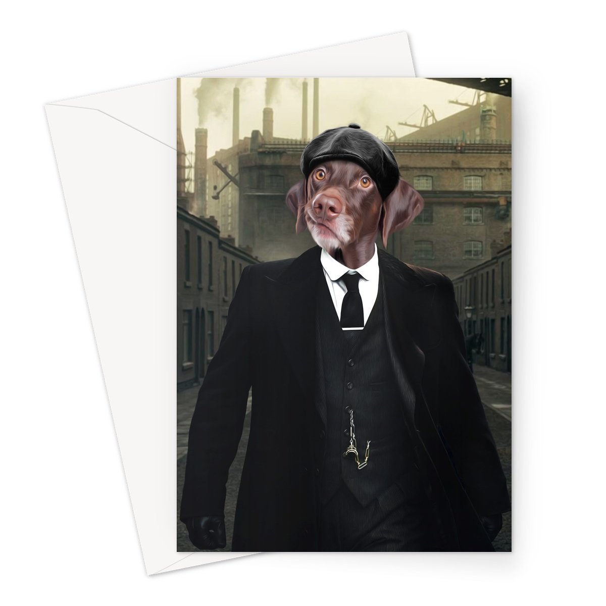 Pet Portraits | Tommy (Peaky Blinders Inspired): Custom Pet Greeting Card | Paw & Glory