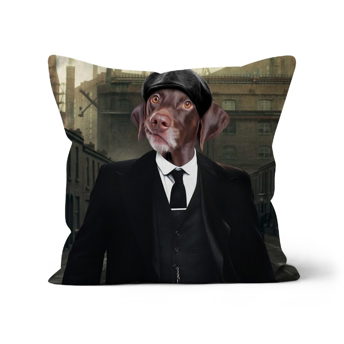 Pet Portraits | Tommy (Peaky Blinders Inspired): Custom Pet Pillow | Paw & Glory