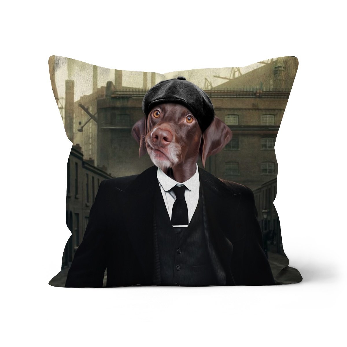 Pet Portraits | Tommy (Peaky Blinders Inspired): Custom Pet Pillow | Paw & Glory