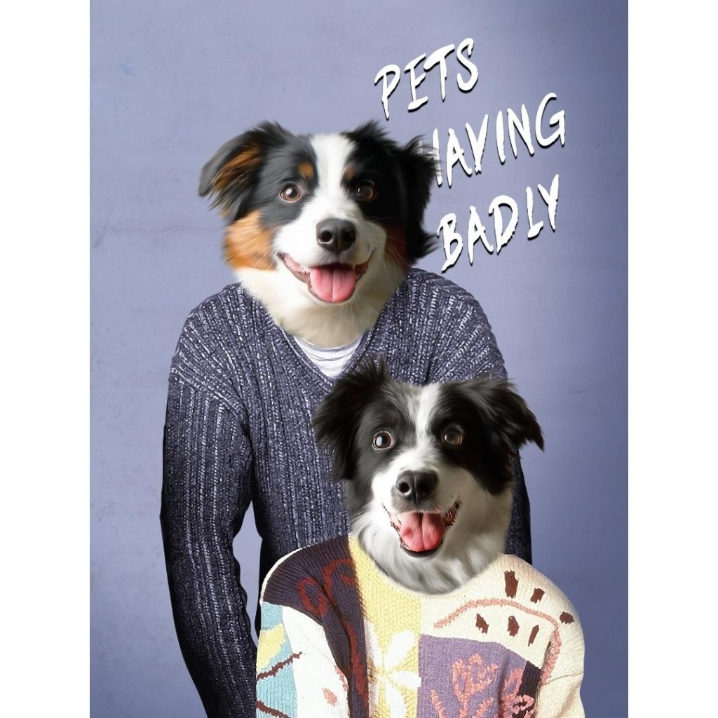 Pet Portraits | Tony & Deborah (Men Behaving Badly Inspired): Custom Digital Download Pet Portrait | Paw & Glory