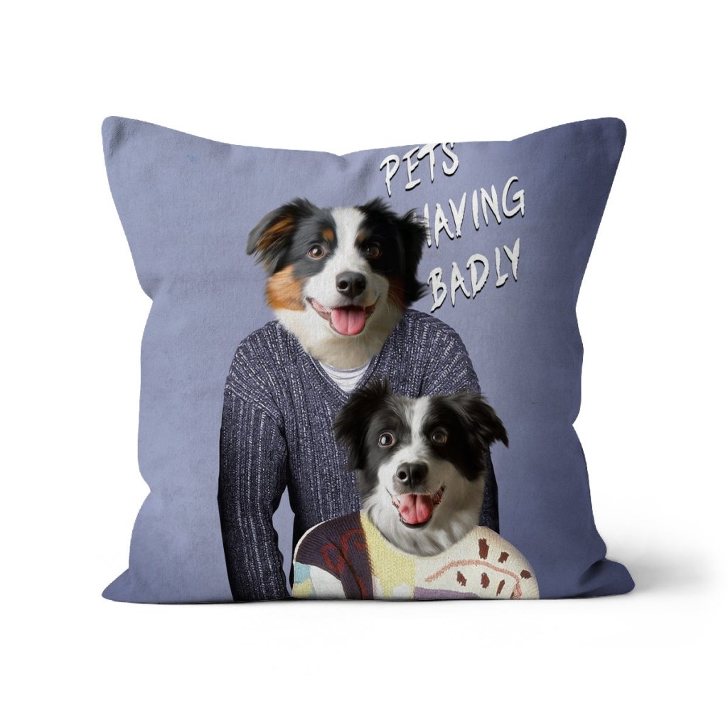 Pet Portraits | Tony & Deborah (Men Behaving Badly Inspired): Custom Pet Pillow | Paw & Glory