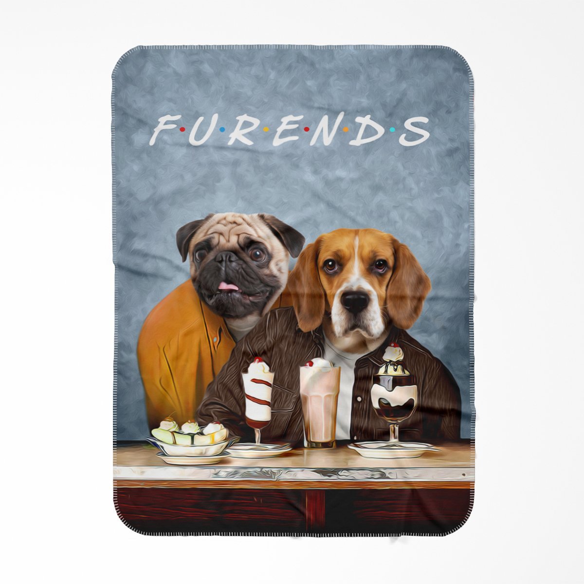 Two Furends: Custom Pet Blanket - Paw & Glory - Dog Portraits - Pet Portraits