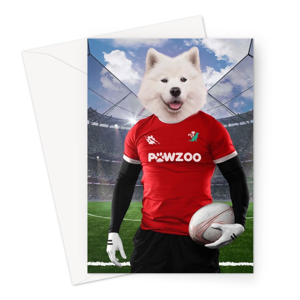 Pet Portraits | Wales Rugby Team: Custom Pet Greeting Card | Paw & Glory