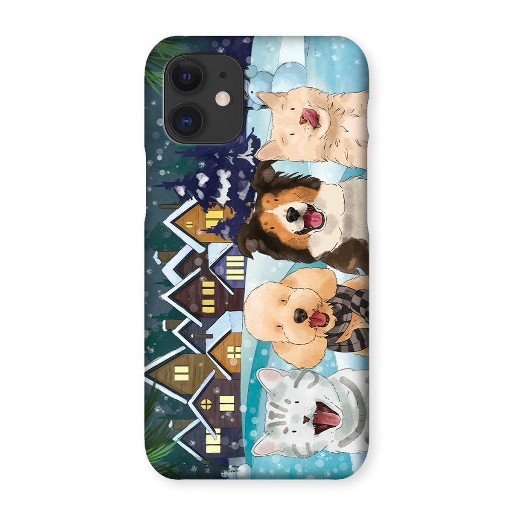 Watercolour: Custom Four Pet Phone Case - Paw & Glory - Dog Portraits - Pet Portraits