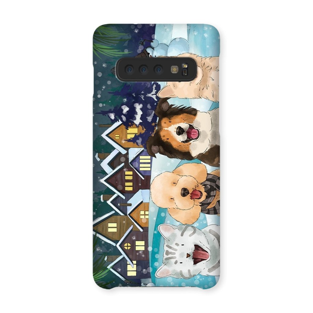 Watercolour: Custom Four Pet Phone Case - Paw & Glory - Dog Portraits - Pet Portraits