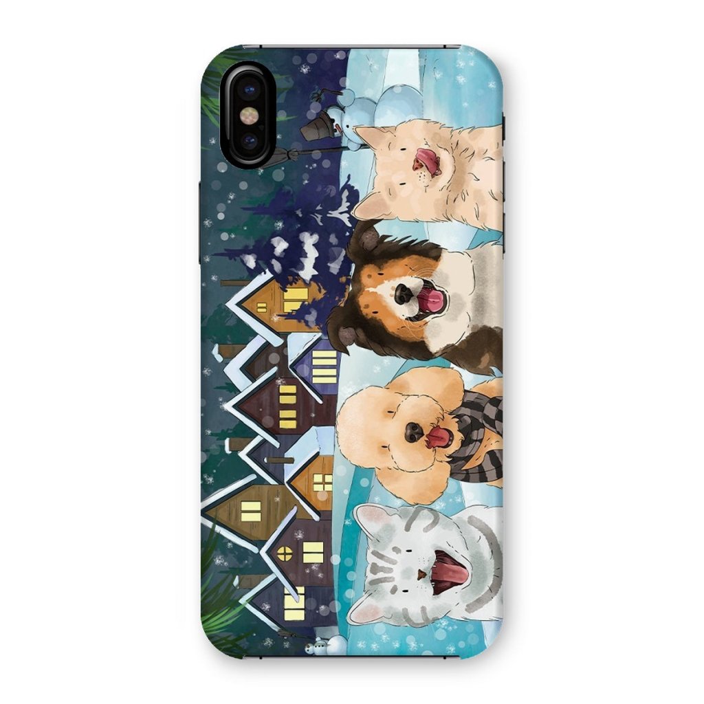 Watercolour: Custom Four Pet Phone Case - Paw & Glory - Dog Portraits - Pet Portraits