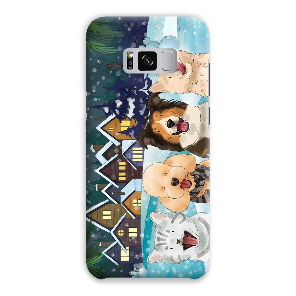 Watercolour: Custom Four Pet Phone Case - Paw & Glory - Dog Portraits - Pet Portraits