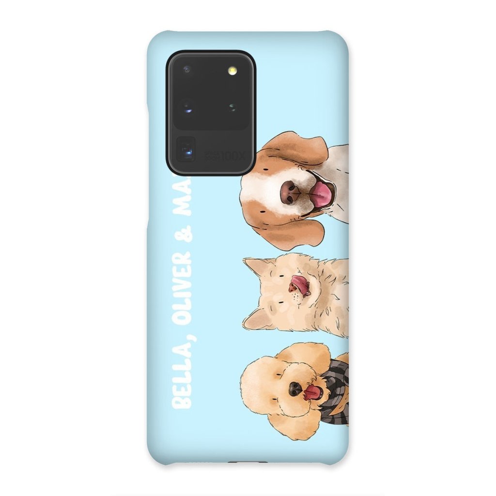 Watercolour: Custom Three Pet Phone Case - Paw & Glory - Dog Portraits - Pet Portraits