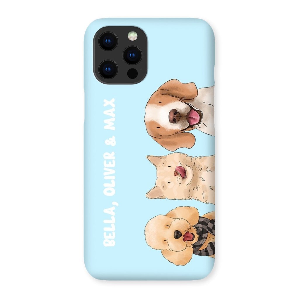Pet Portraits | Watercolour: Custom Three Pet Phone Case | Paw & Glory