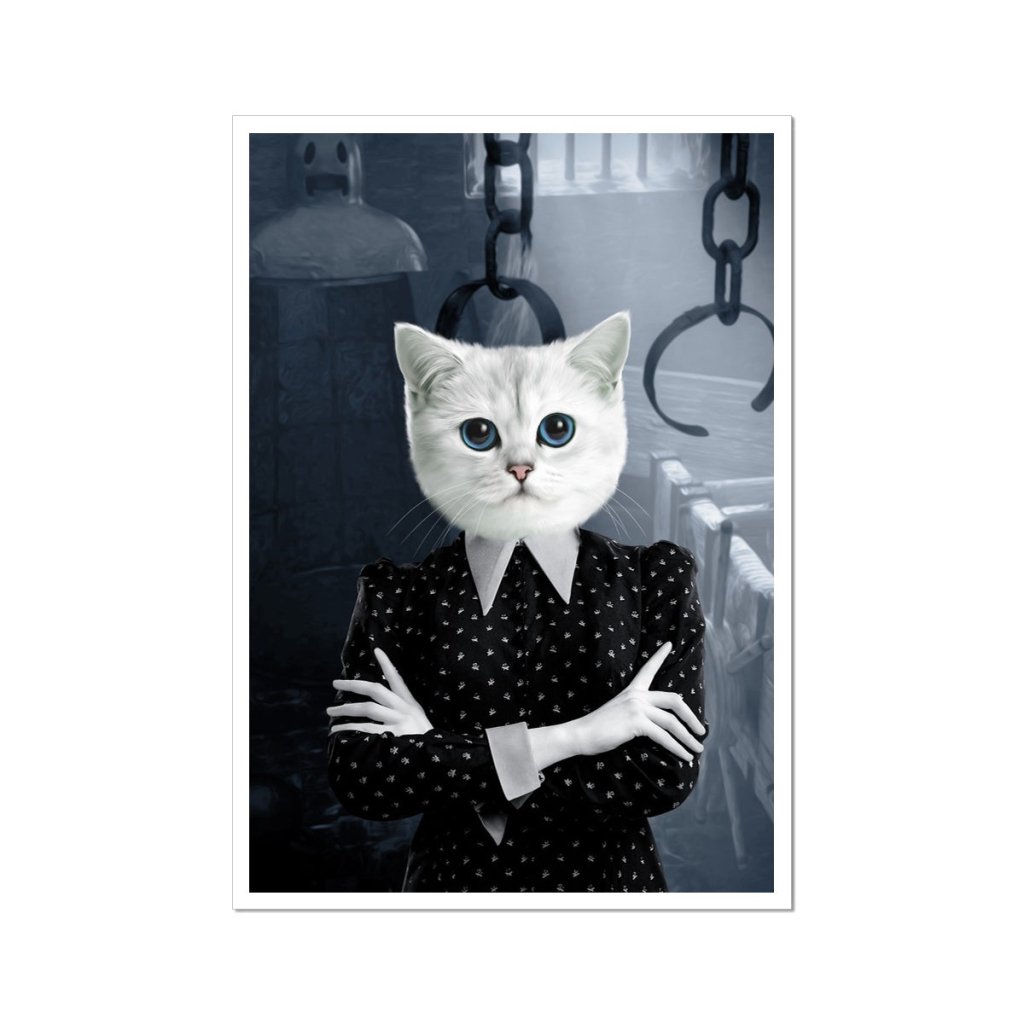 Pet Portraits | Wednesday (Adams Family Inspired): Custom Pet Poster | Paw & Glory