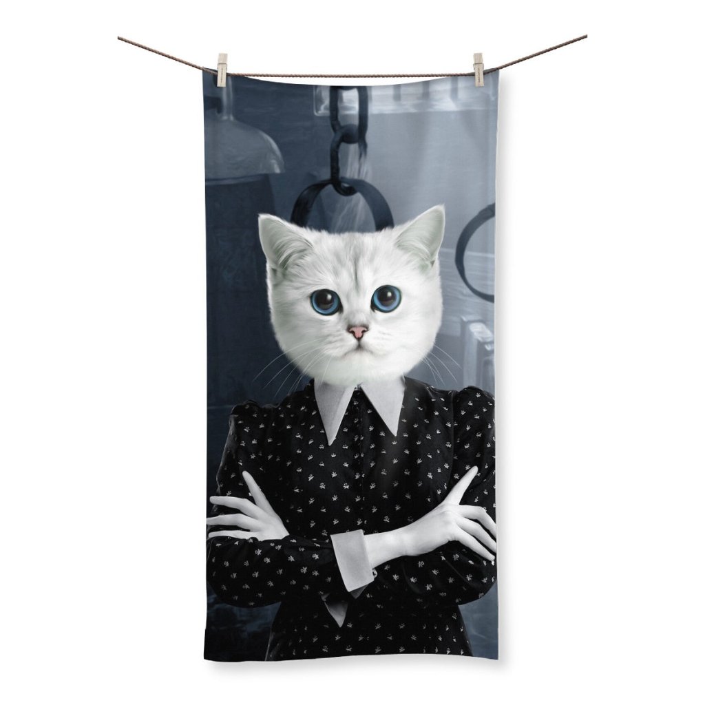 Pet Portraits | Wednesday (Adams Family Inspired): Custom Pet Towel | Paw & Glory