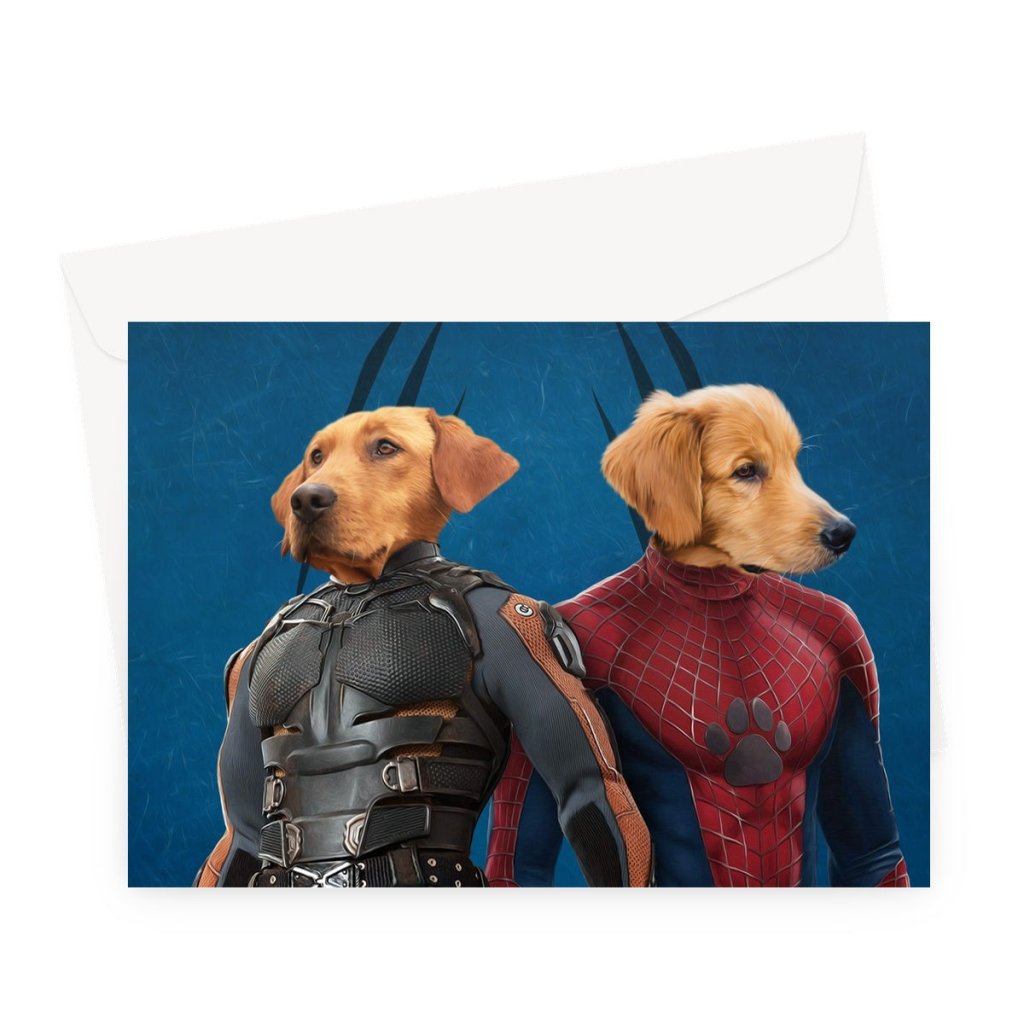 Pet Portraits | Wolverine & Spider Paw: Custom Pet Greeting Card | Paw & Glory
