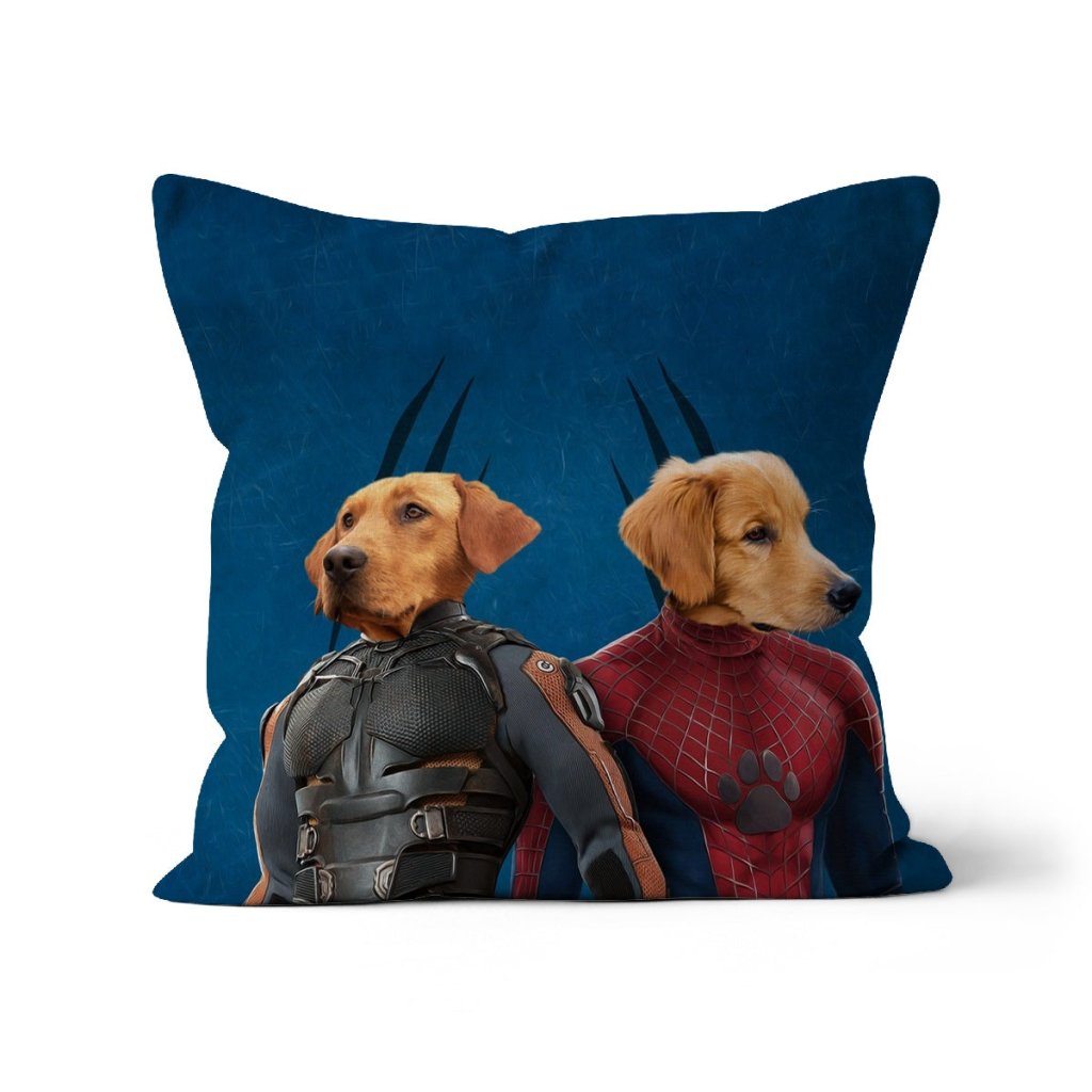 Pet Portraits | Wolverine & Spider Paw: Custom Pet Pillow | Paw & Glory