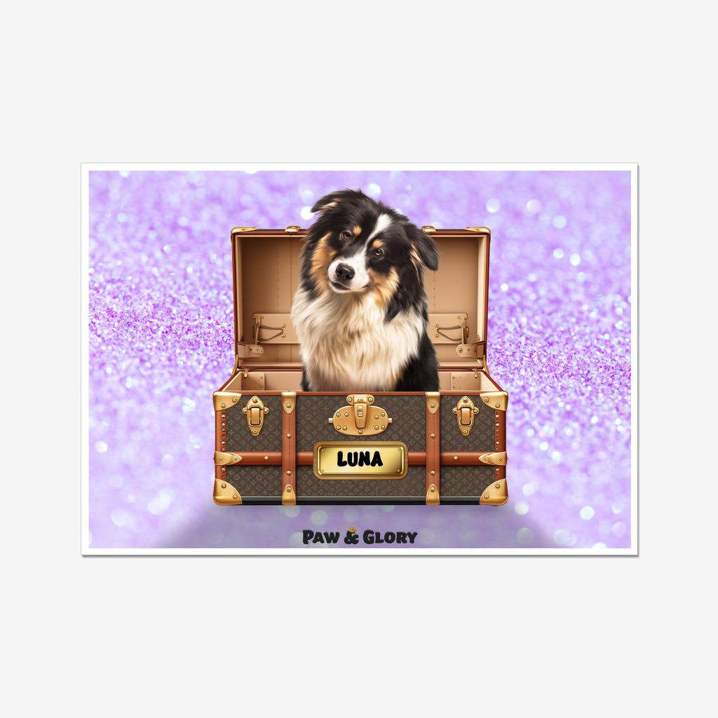 Pet Portraits | Woofy Vuitton Luxury Trunk: Custom Pet Portrait | Paw & Glory