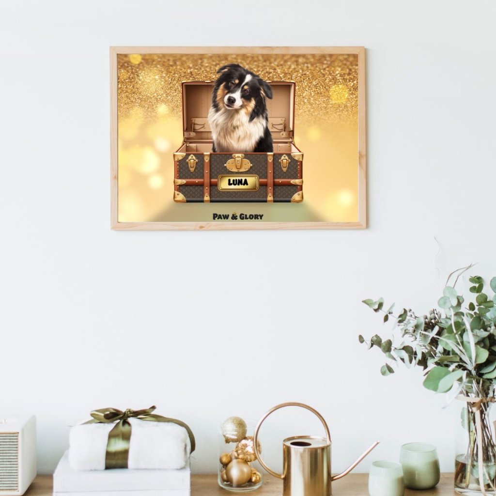 Pet Portraits | Woofy Vuitton Luxury Trunk: Custom Pet Portrait | Paw & Glory