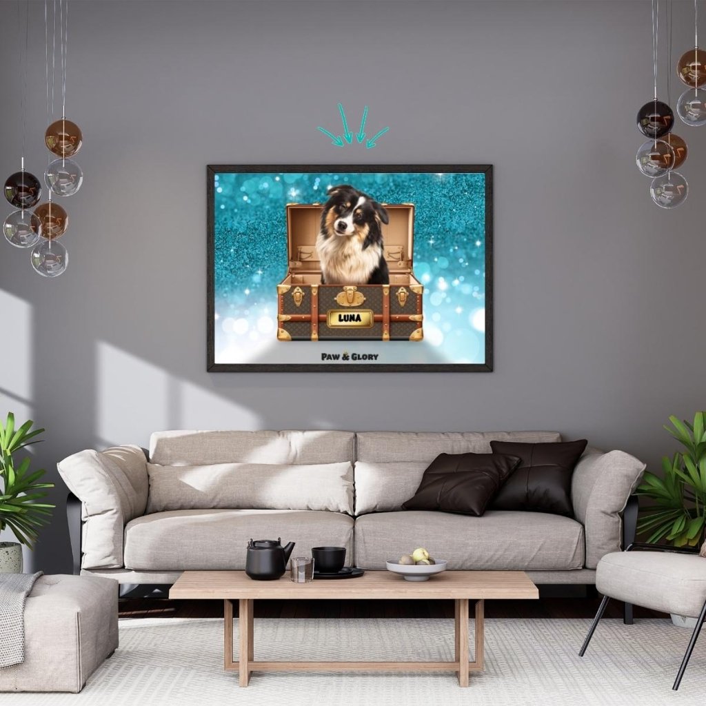 Pet Portraits | Woofy Vuitton Luxury Trunk: Custom Pet Portrait | Paw & Glory