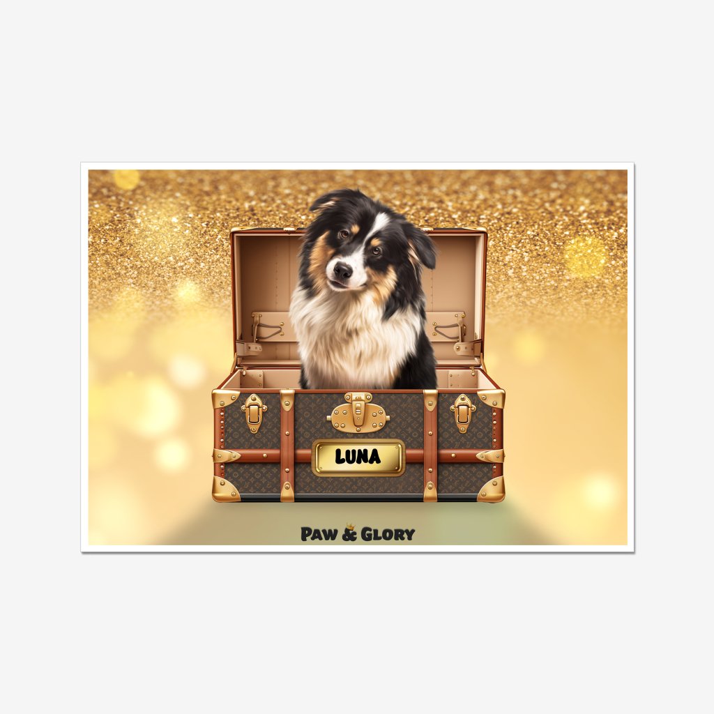 Pet Portraits | Woofy Vuitton Luxury Trunk: Custom Pet Portrait | Paw & Glory
