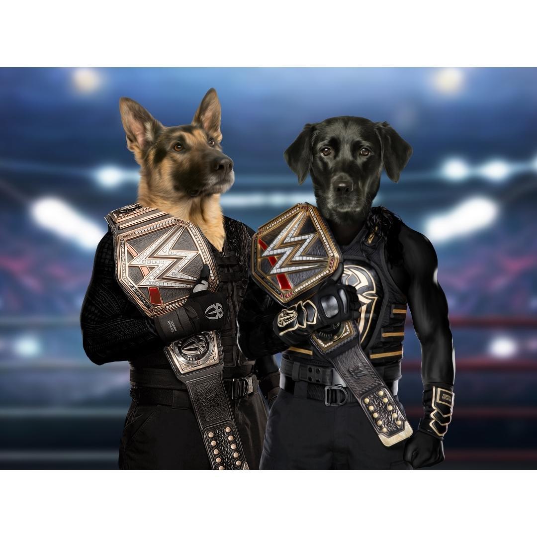 Pet Portraits | WrestleMania Champs: Custom Digital Download Pet Portrait | Paw & Glory