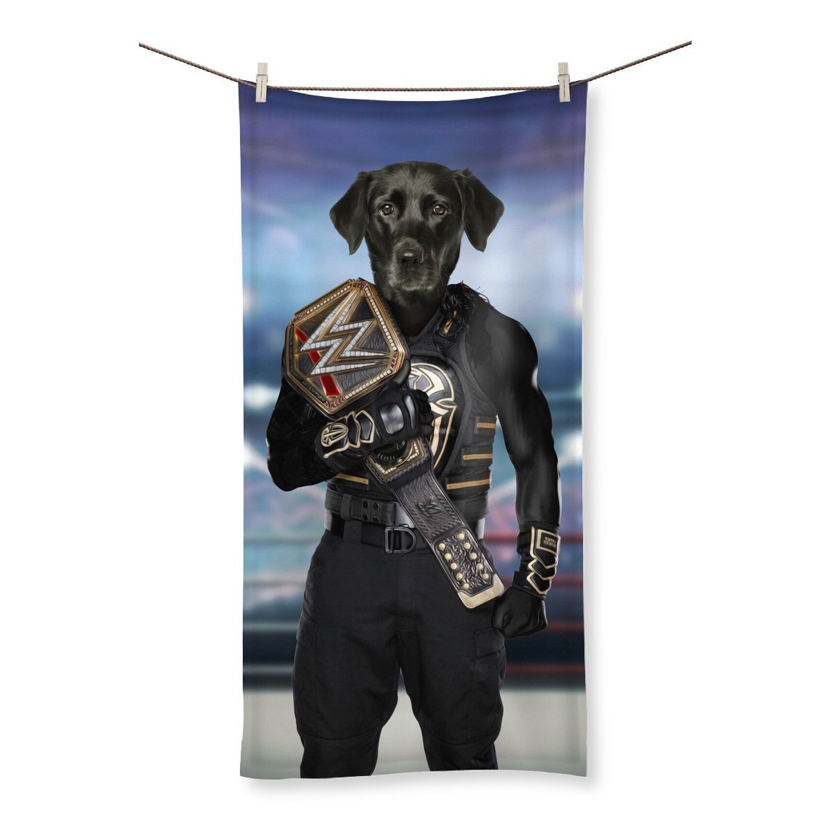 Pet Portraits | WWE Champ (Roman Reigns Inspired): Custom Pet Towel | Paw & Glory