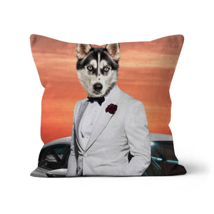 007 (James Bond Inspired): Custom Pet Cushion - Paw & Glory, dog pillow custom, custom pet pillows, pup pillows, pillow with dogs face, dog pillow cases