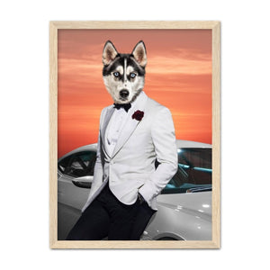 007 (James Bond Inspired): Custom Pet Portrait - Paw & Glory, dog canvas art, paintings of pets from photos, custom dog painting, pet portraits funny dog paintings, for pet portraits,