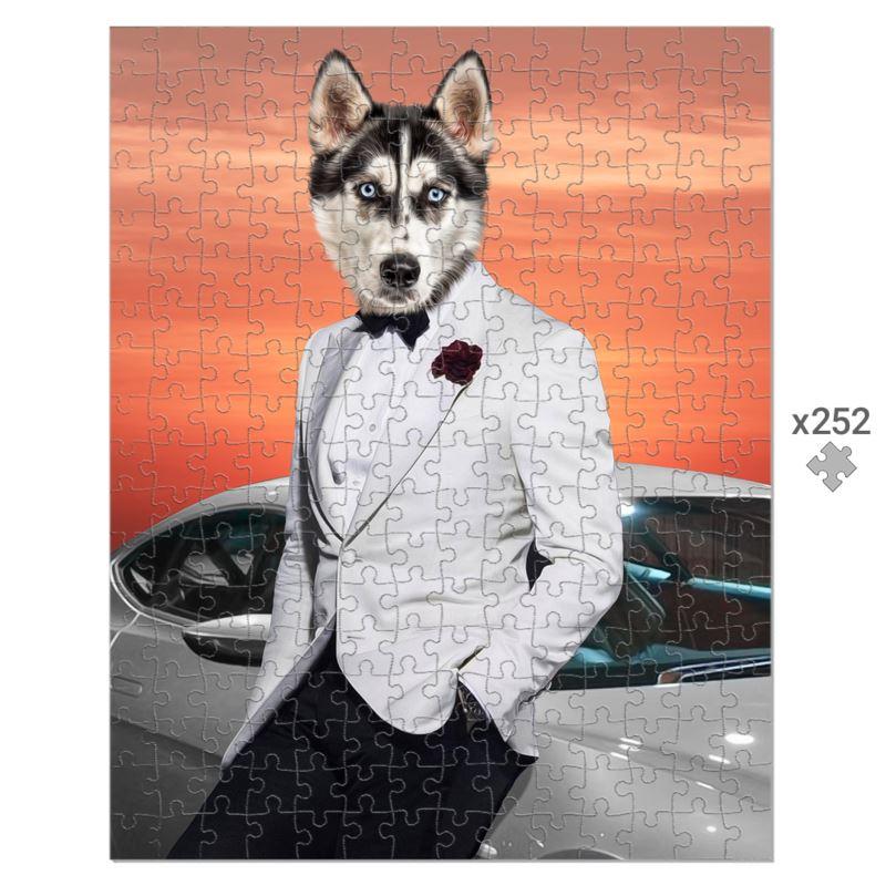 007 (James Bond Inspired): Custom Pet Puzzle- Paw & Glory, professional pet photos, paintings of pets, dog caricatures, pet portraits paintings, Puzzle Pet portraits uk
