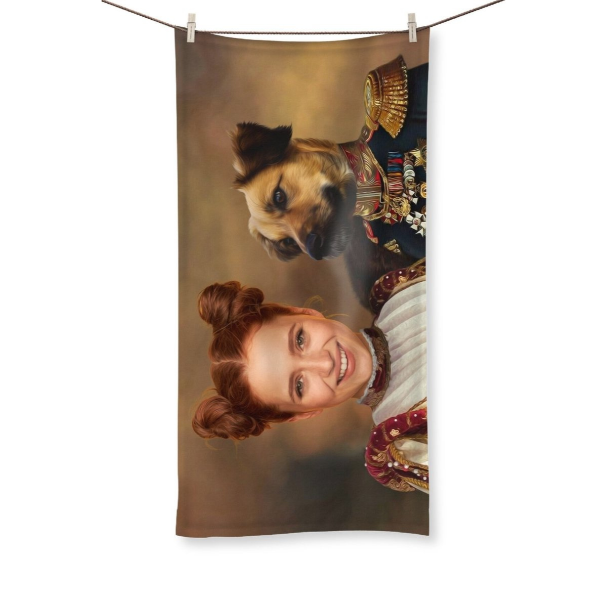 The Classy Pair: Custom Pet & Owner Towel  - Paw & Glory - #pet portraits# - #dog portraits# - #pet portraits uk#Paw & Glory, pawandglory, drawing pictures of pets, the admiral dog portrait, professional pet photos, dog canvas art, the admiral dog portrait, dog portraits colorful, pet portrait,pet portraits Towel