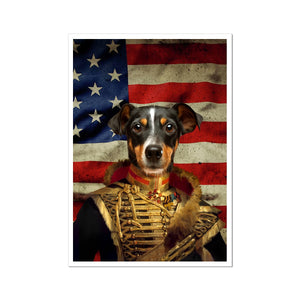 The Colonel USA Flag Edition: Custom Pet Poster - Paw & Glory - #pet portraits# - #dog portraits# - #pet portraits uk# Paw & Glory, paw and glory, pooch prints painting your pet portrait dog tags pet portraits uk royal pets on canvas uk paintings of my dog pet portrait