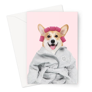 Spa Day: Custom Pet Greeting Card - Paw and Glory -  draw your pet portrait on greeting cards, pet greeting cards, painting pets  on greeting cards, paw & glory, modern pet greeting card