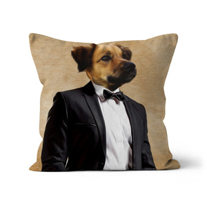 The Gentleman: Custom Pet Throw Pillow  - Paw & Glory - #pet portraits# - #dog portraits# - #pet portraits uk#paw and glory, custom pet portrait cushion,pet face pillows, pillow personalized, dog personalized pillow, pillow with pet picture, dog pillows personalized