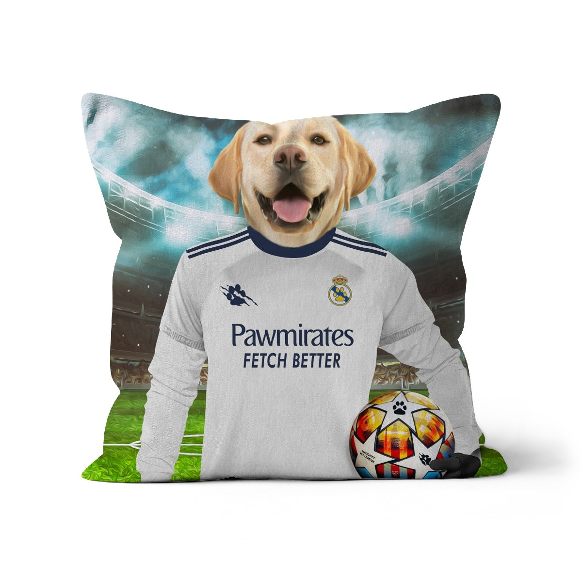 Real Pawdrid Football Club Paw & Glory, paw and glory,  dog pillow custom, personalised pet pillow, pillow custom, print pillows, Pet Portraits cushions