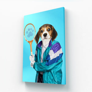 80s Tennis Champ: Custom Pet Canvas - Paw & Glory, crown and paw, westandwillow painted portraits of dogs, portraits pets, portrait of your pet, portrait of your dog,