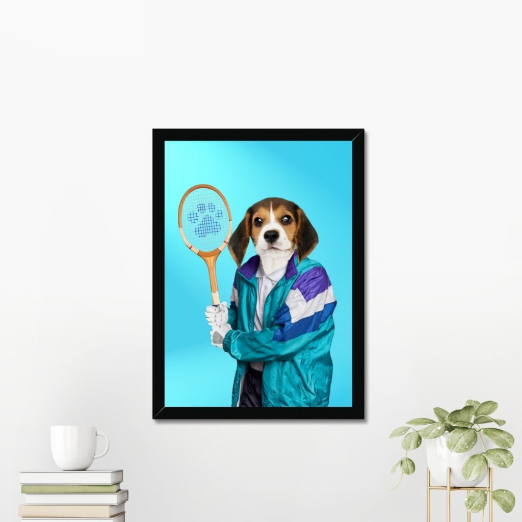 80s Tennis Champ: Custom Pet Portrait - Paw & Glory, paw and glory, custom pet portraits south africa, dog portrait images, paintings of pets from photos, dog portrait images, the general portrait, drawing dog portraits, pet portrait