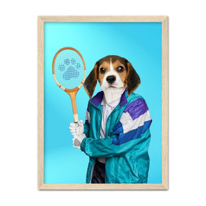 80s Tennis Champ: Custom Pet Portrait - Paw & Glory, pawandglory, original pet portraits, dog canvas art, pictures for pets, minimal dog art, louvenir pet portrait, custom pet paintings, pet portraits