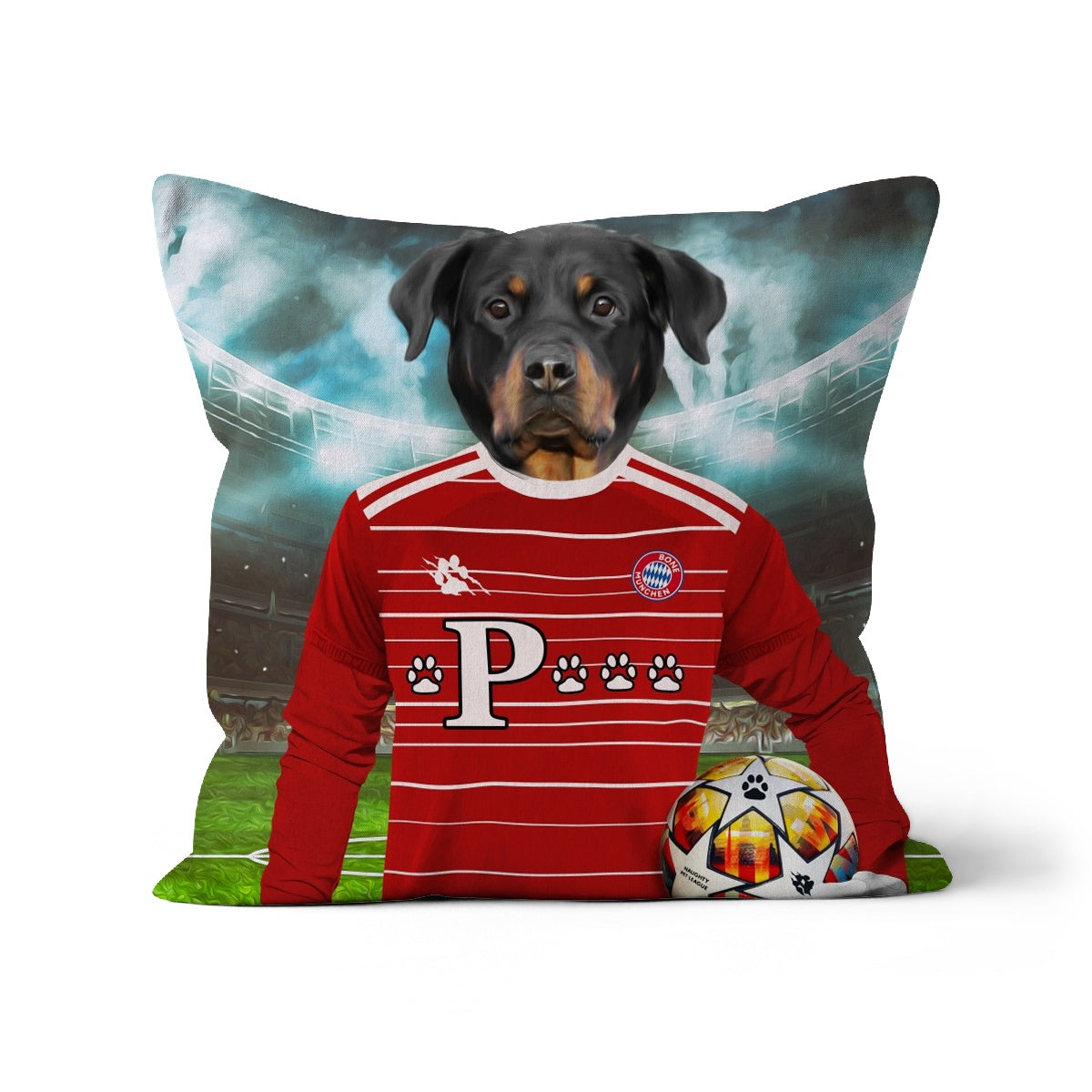 Pawyern Munich Football Club Paw & Glory, pawandglory, dog print pillow, make your pet a pillow, portrait pillow, pillow of my dog, best pet pillow, custom pillow design, Pet Portrait cushion,