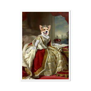 The Queen: Custom Pet Poster: Paw & Glory,pawandglory,custom pet poster, fun pet portraits, funny dog portraits, pet portraits from photos uk, pet pawtrait, dog print canvas
