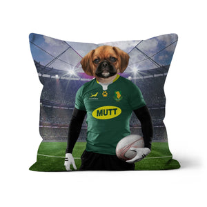 South Africa Rugby Team: Paw & Glory, pawandglory, Pet Portrait cushion, dog personalized pillow, pillows with dogs picture, custom printed pillows, my pet pillow, customized throw pillows, photo dog pillows