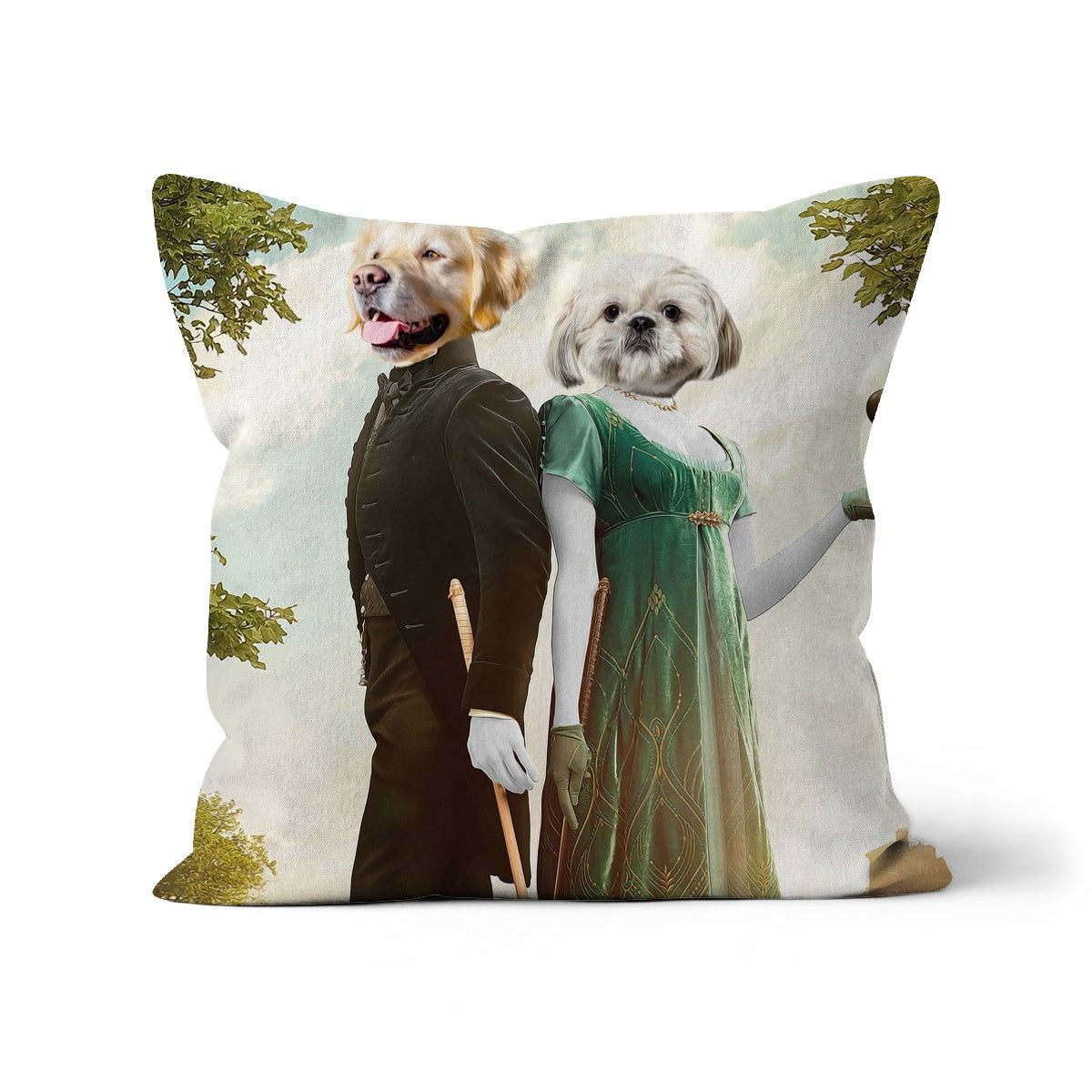 Kate & Anthony (Bridgerton Inspired): Custom Pet Cushion, Paw & Glory, paw and glory, pillows of your dog, pet face pillow, pet custom pillow, pet print pillow, dog photo on pillow