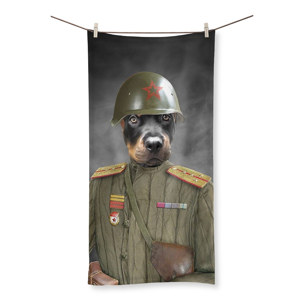The World War Soldier: Custom Pet Towel - Paw and Glory - personalised dog towel, dog head towel, dog photo art, Anniversary gifts, Pet gifts, paw & glory