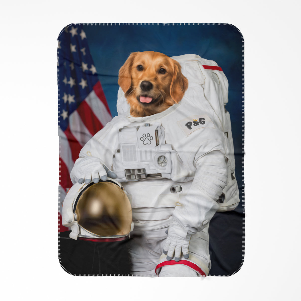 The Astronaut: Custom Pet Blanket - Paw & Glory - #pet portraits# - #dog portraits# - #pet portraits uk#Pawandglory, Pet art blanket,custom pet fleece blanket, pet blanket custom, my pet on a blanket, animal blanket custom, pet on blanket
