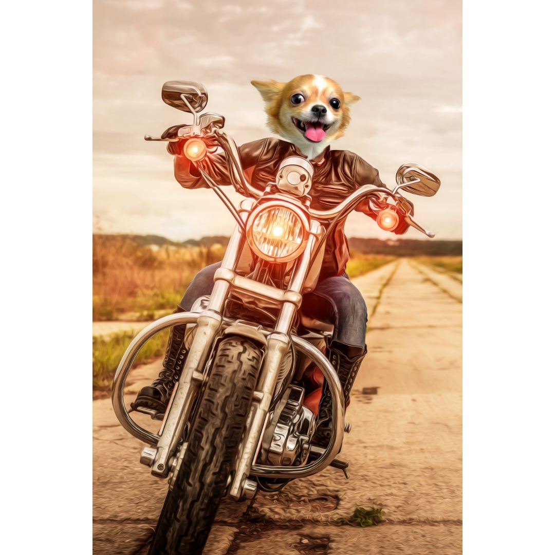 Biker Chick: Custom Digital Pet Portrait - Paw & Glory, pawandglory, best dog artists, louvenir pet portrait, dog canvas art, dog royal portraits, best dog paintings, pet portrait singapore, pet portrait
