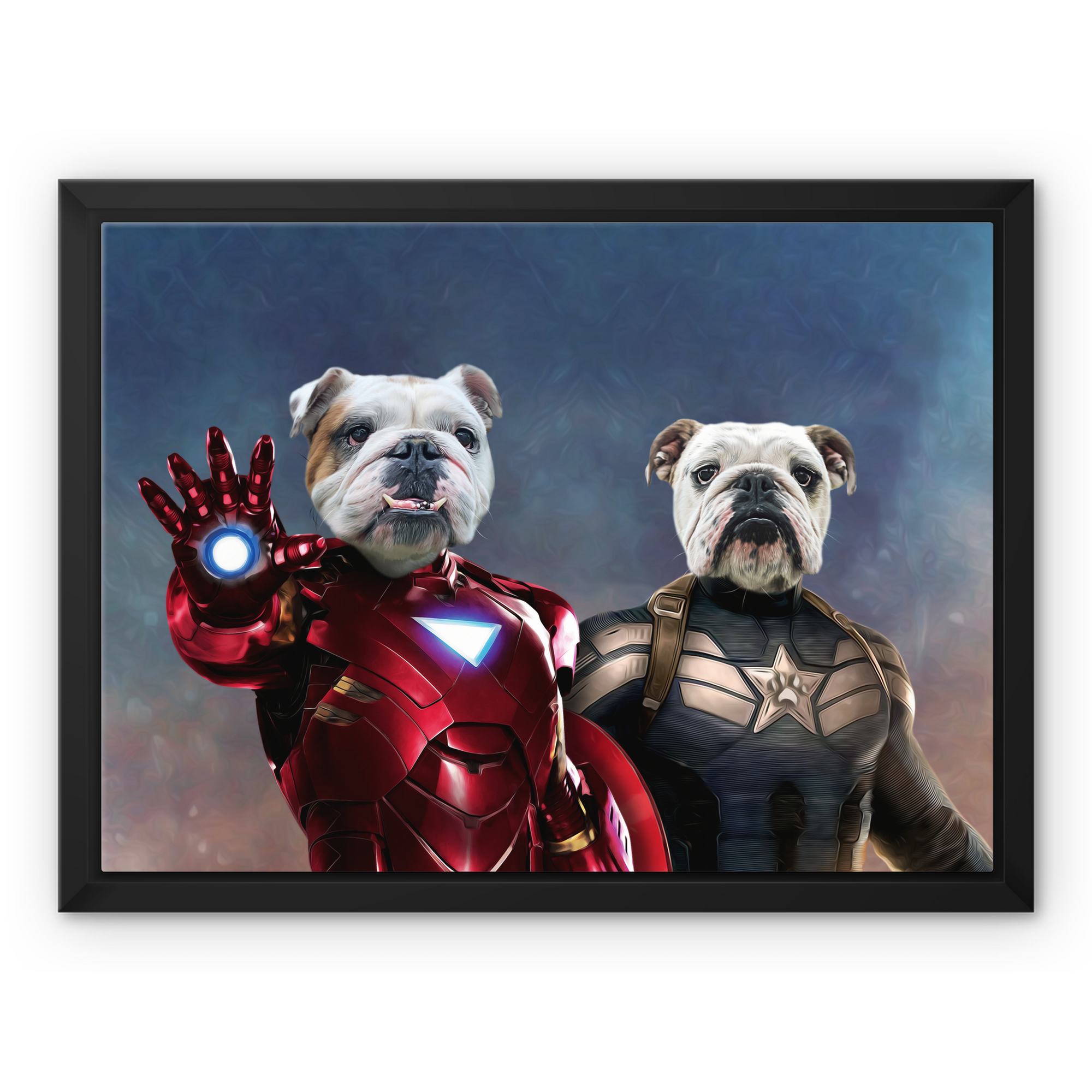 Iron Paw & Captain Pawmerica, Paw & Glory, paw and glory, for pet portraits, painting of your dog, professional pet photos, best dog paintings, animal portrait pictures, hogwarts dog houses, pet portrait