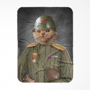 The World War Soldier: Custom Pet Blanket - Paw & Glory - Pawandglory, paw blanket, blanket with cat, personalised pet art, dog and cat paintings, custom pet blanket